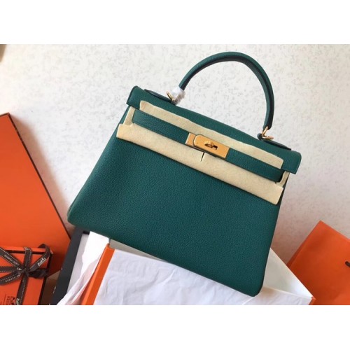 Hermes originele Togo lederen kelly tas KL320 groen