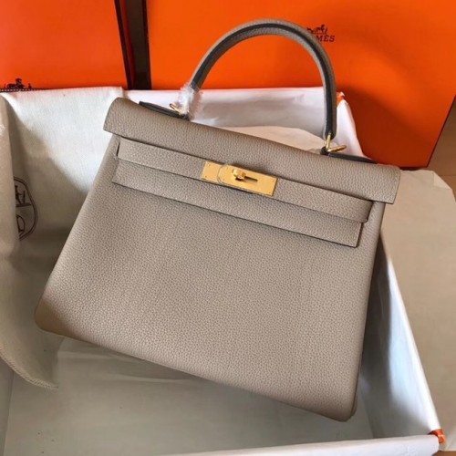 Hermes originele Togo leren hoedentas KL320 grijs