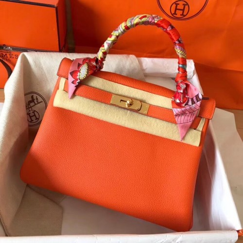 Hermes originele Togo leren hoedentas KL320 oranje
