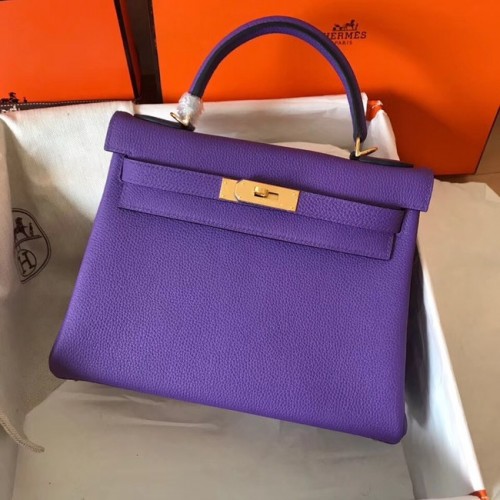 Hermes originele Togo lederen kelly tas KL320 paars