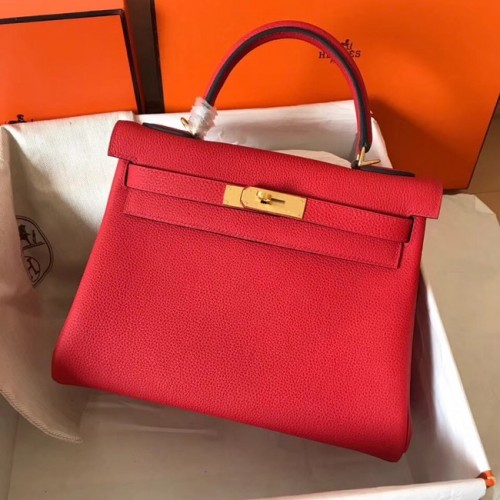 Hermes originele Togo leren hoedentas KL320 rood