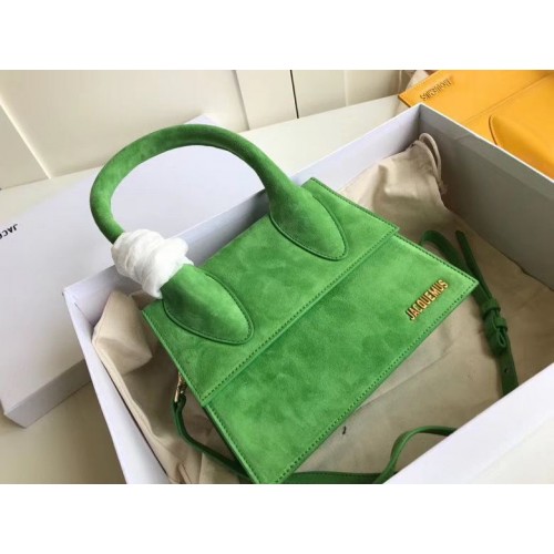 Jacquemus originele fluwelen leren tas met handvat aan de bovenkant J76235 groen