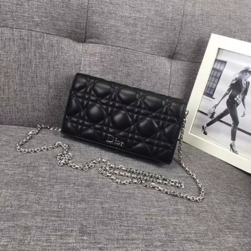 LADY DIOR CLUTCH VAN ZWART CANNAGE LAMBSLACHT S0204