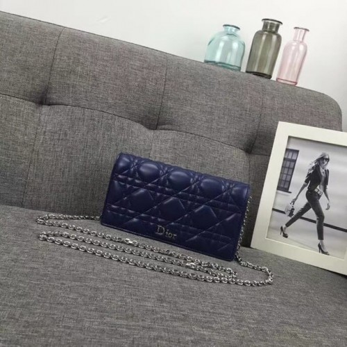 LADY DIOR CLUTCH VAN BLAUWE CANNAGE LAMBSLACHT S0204