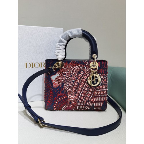 LADY DIOR DIOR TOTE GEBORDUURDE CANVAS TAS 2553