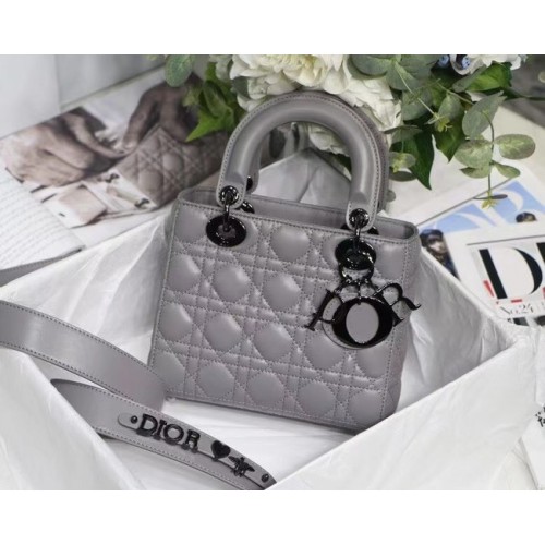 LADY DIOR MY ABCDIOR TAS Cannage lamsleer M0538I grijs
