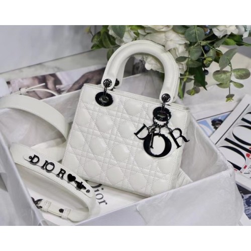 LADY DIOR MY ABCDIOR TAS Cannage lamsleer M0538I wit