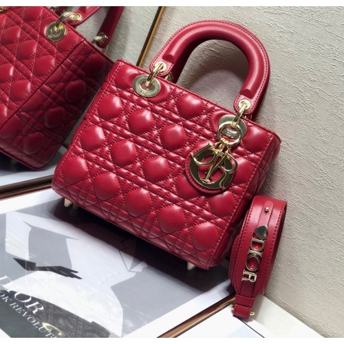 LADY DIOR MY ABCDIOR TAS Cannage lamsleer M0538O rood