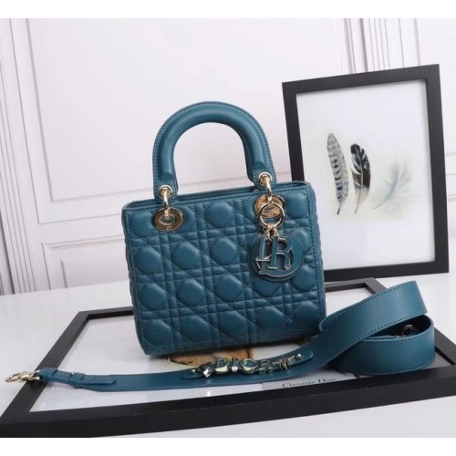 LADY DIOR MY ABCDIOR TAS Cannage lamsleer M0538O blauw