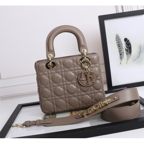 LADY DIOR MY ABCDIOR TAS Cannage lamsleer M0538O donkergrijs