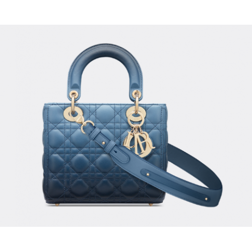 LADY DIOR MY ABCDIOR TAS Indigoblauw gradiënt Cannage lamsleer M0538OS