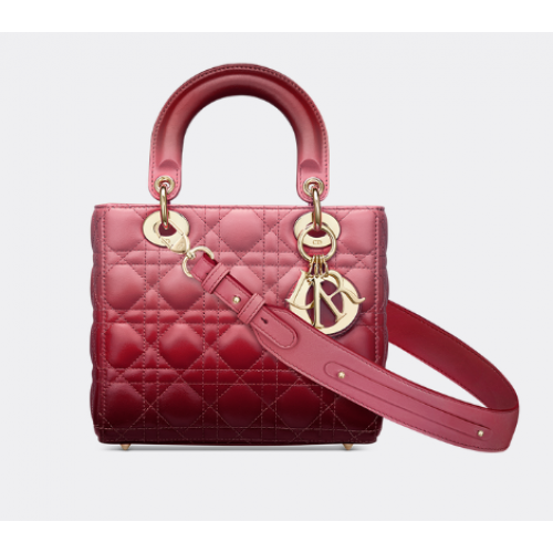 LADY DIOR MY ABCDIOR TAS Aardbeiroze gradiënt Cannage lamsleer M0538OS