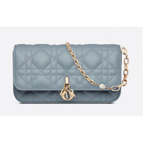 LADY DIOR TELEFOONTAS Cannage lamsleer S0977O Cloud Blue