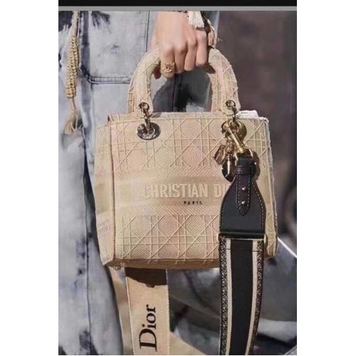 LADY DIOR DRAAGTAS VAN GEBORDUURD CANVAS C4532 abrikoos