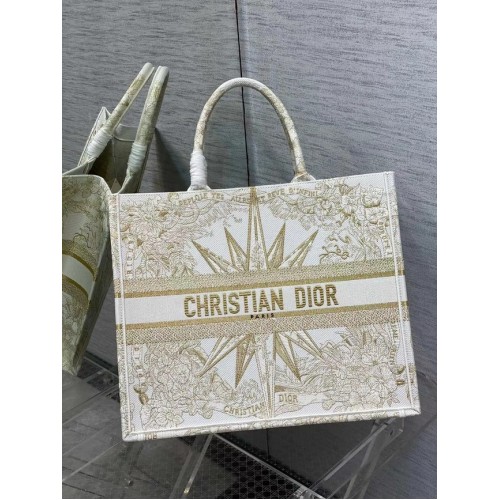 GROTE DIOR BOOK TOTE Dior Reve dInfini-borduurwerk met goudkleurig metallic garen M1286Z