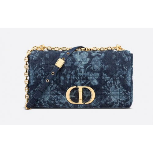 GROTE DIOR CARO-TAS Blue Dior Flowers Cannage Denim M9243UJ