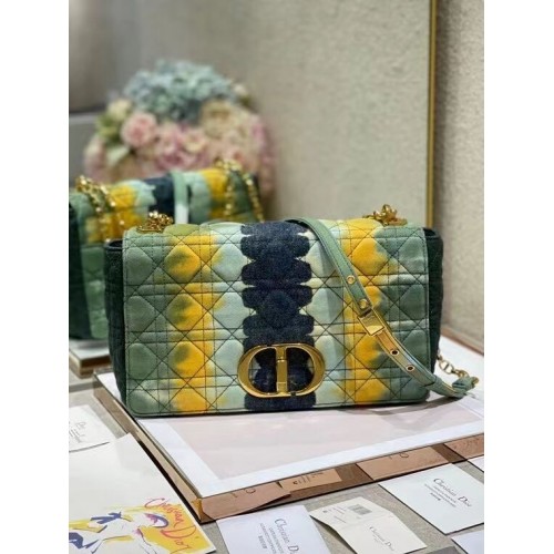 GROTE DIOR CARO-TAS Geborduurd denim M9243U blauw