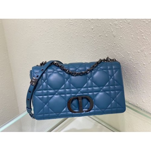 GROTE DIOR CARO-TAS Gradient Cannage lamsleer M9243E blauw