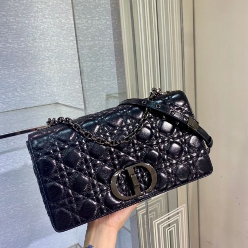 GROTE DIOR CARO-TAS Geïmporteerde washuid M9243 zwart