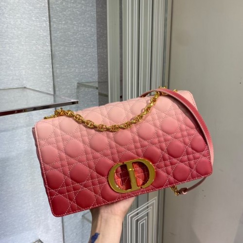 GROTE DIOR CARO-TAS Indigoroze gradiënt Cannage-lamsleer M9243U
