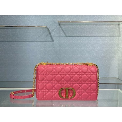 GROTE DIOR CARO-TAS Zacht Cannage-kalfsleer M9243U roze