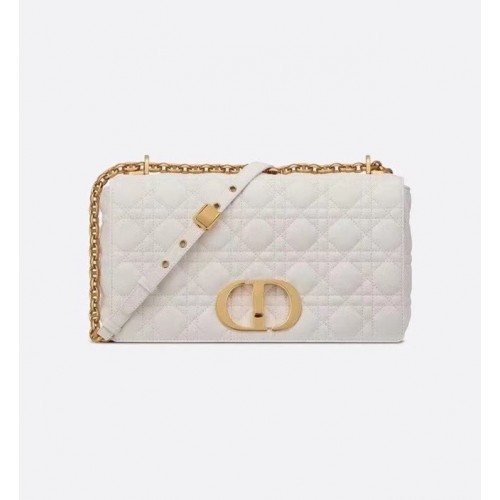 GROTE DIOR CARO-TAS Zacht Cannage-kalfsleer M9243U wit