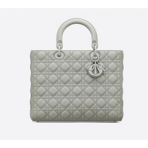 GROTE LADY DIOR-TAS Grijs ultramat Cannage-kalfsleer M0566SL
