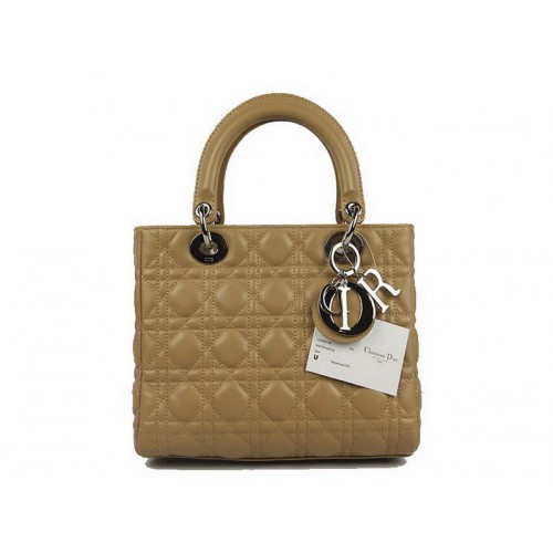 Christian Dior Lambskin Bags Lady Dior Bag CAL44550 Beige Zilver