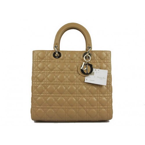 Christian Dior Lambskin Bags Grote Lady Dior Bag CAL44561 Beige Goud