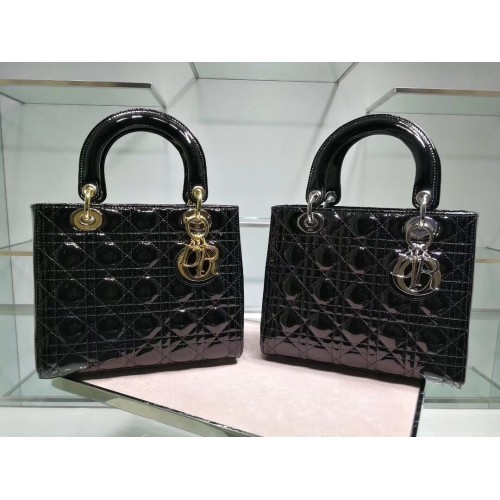 Lady Dior tas patent Cannage kalfsleer origineel leer CAL44550 zwart