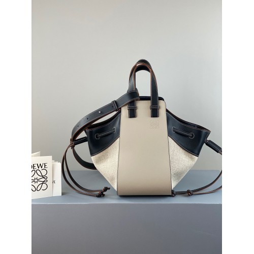 Loewe Hangmat Kleine Tas Origineel Leer A6887 Creme&Wit&Zwart