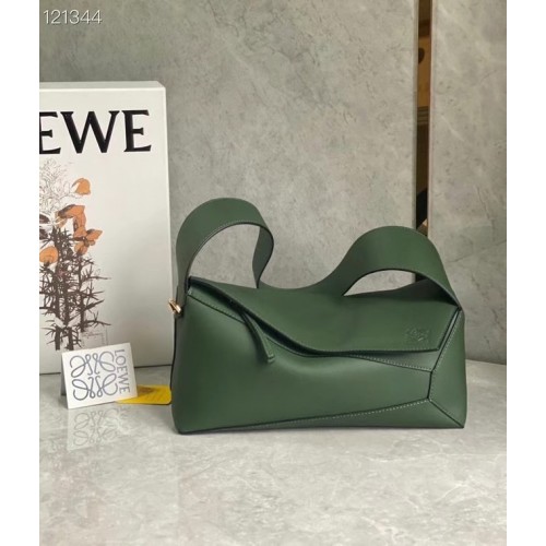 Loewe Original Leren Tas LE10188 zwartachtig groen
