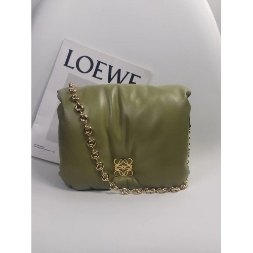 Loewe Puffer Goya Originele Schapenvacht Leren Tas 9801 Groen