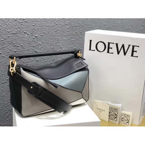 Loewe Puzzeltas Origineel Leer B9124 blauw wit zwart