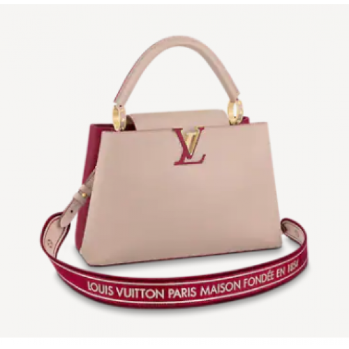 Louis Vuitton CAPUCINES MM M58608 Eierschaal&Lie de Vin Rood