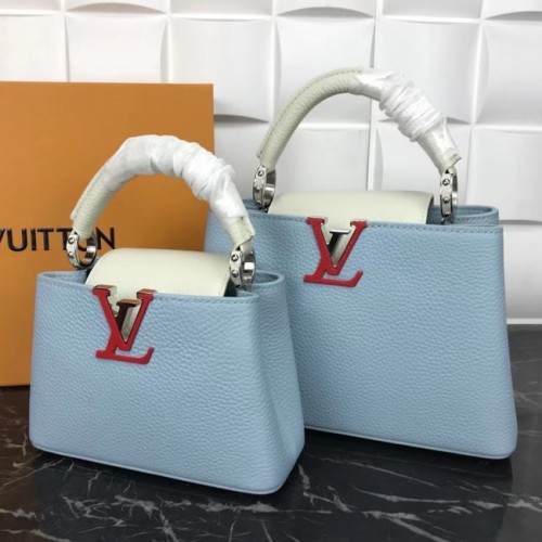 Louis Vuitton CAPUCINES PM M57519 lichtblauw en wit