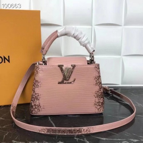 Louis Vuitton CAPUCINES PM Origineel Hagedissenleer M52386 Roze
