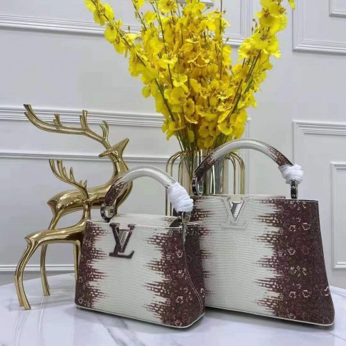 Louis Vuitton CAPUCINES PM Origineel Hagedissenleer M52386 Wit