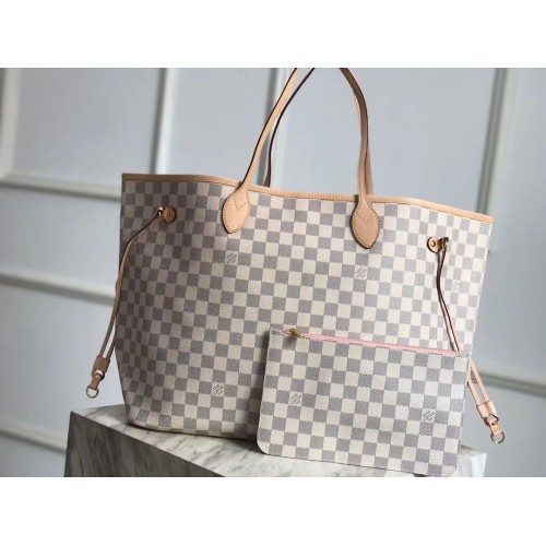 Louis Vuitton Damier Azur origineel leer Bolso NEVERFULL GM N41604 roze