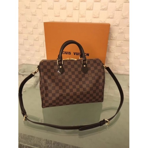 Louis Vuitton Damier Ebene Speedy 30 met schouderriem N41183