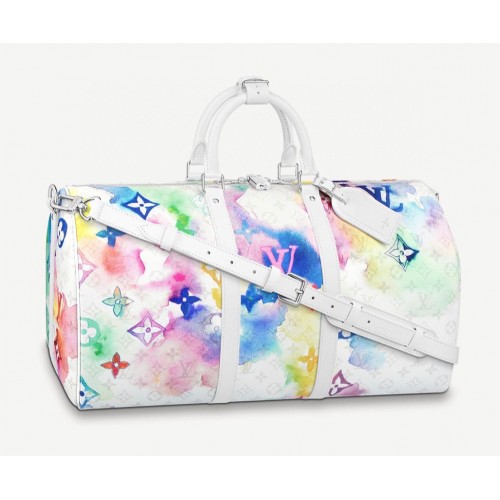 Louis Vuitton KEEPALL 50 BANDOULIERE M45758 Inkt en waswit