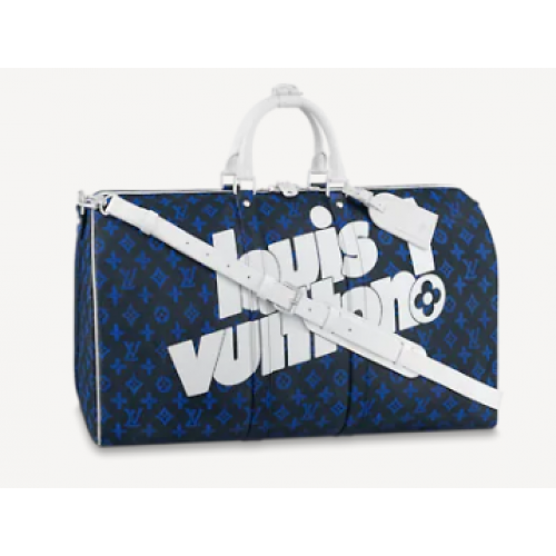 Louis Vuitton KEEPALL BANDOULIERE 55 M45874 Blauw