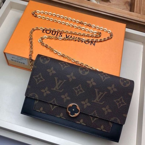 Louis Vuitton monogram canvas FLORE kettingportemonnee M67404 zwart