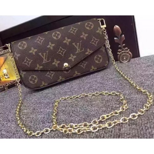 Louis Vuitton Monogram Canvas Felicie Chain Portemonnee M61276 Zwart