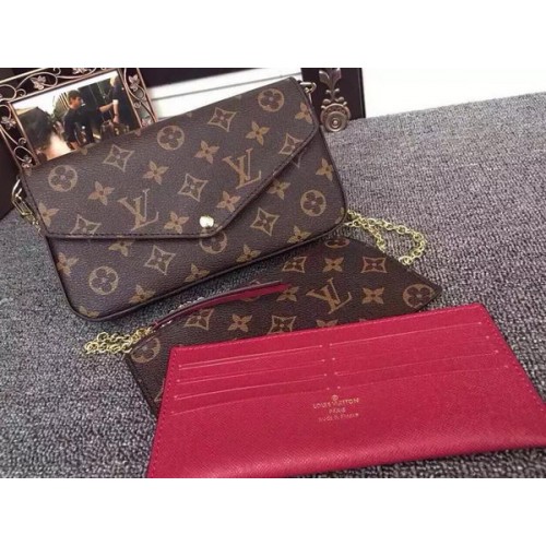 Louis Vuitton Monogram Canvas Felicie Chain Portemonnee M61276 Bourgondië