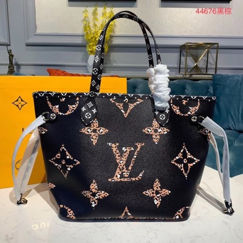 Louis Vuitton Monogram Canvas Origineel Leer NEVERFULL MM M44567 Zwart
