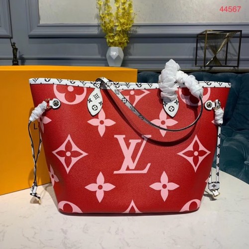 Louis Vuitton Monogram Canvas Origineel Leer NEVERFULL MM M44567 Rood