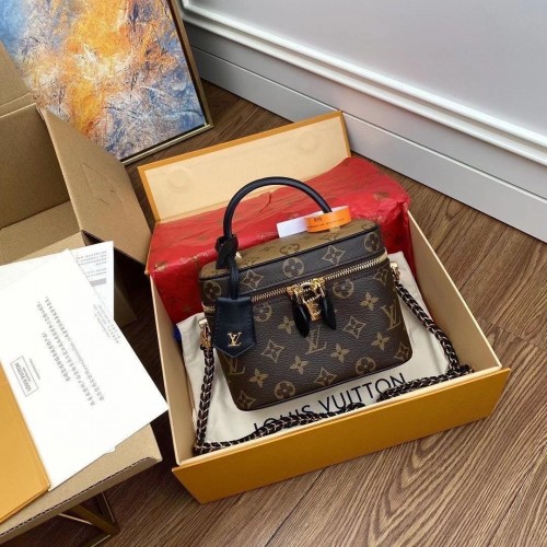 Louis Vuitton monogram canvas omgekeerde mooie make-uptas M45165 zwart
