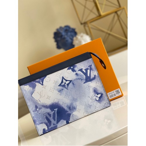 Louis Vuitton Monogram Eclipse POCHETTE VOYAGE MM M80460 Blauw&Wit