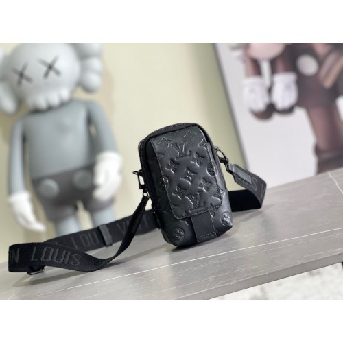 Louis Vuitton Monogram Empreinte Dubbel Telefoonzakje NM M81323 Zwart